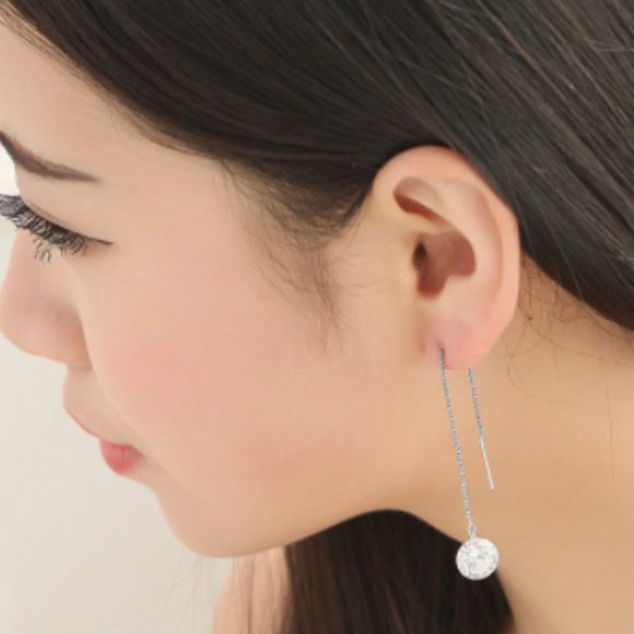 Silver Tassels Long Drop Crystal Vintage Earrings - Picture 8 of 8